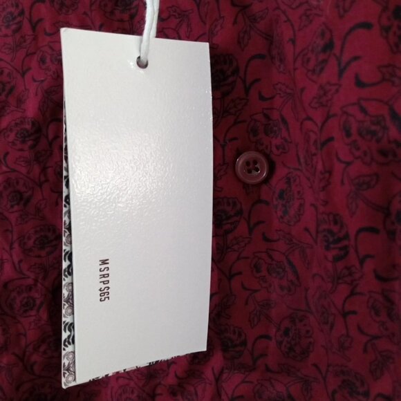 Consequence Red Button Up Shirt Floral Paisley Slim Fit Men’s Large Long Sleeve - Picture 10 of 10